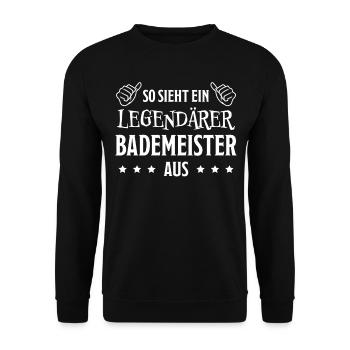 Bademeister Beruf Lustiger Spruch Freibad Geschenk - Unisex Pullover - Schwarz - Vorne - Alina (178cm) & Michal (187cm)
