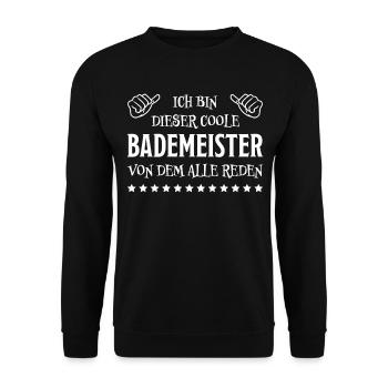 Bademeister Beruf Lustiger Spruch Freibad Geschenk - Unisex Pullover - Schwarz - Vorne - Alina (178cm) & Michal (187cm)