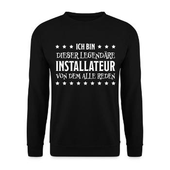 Installateur Spruch Heizung Installateur Geschenk - Unisex Pullover - Schwarz - Vorne - Alina (178cm) & Michal (187cm)