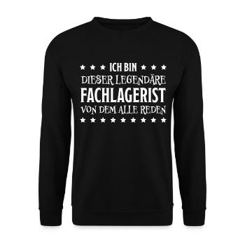 Fachlagerist Stablerfahrer Beruf Lagerist Geschenk - Unisex Pullover - Schwarz - Vorne - Alina (178cm) & Michal (187cm)