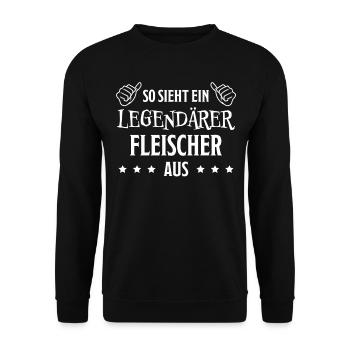Fleischer Metzger Lustig Spruch Fleischer Geschenk - Unisex Pullover - Schwarz - Vorne - Alina (178cm) & Michal (187cm)