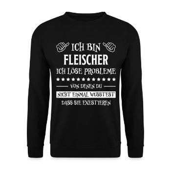 Fleischer Metzger Lustig Spruch Fleischer Geschenk - Unisex Pullover - Schwarz - Vorne - Alina (178cm) & Michal (187cm)