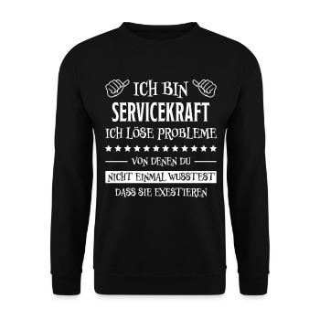 Servicekraft Dienstleistung Lustig Spruch Geschenk - Unisex Pullover - Schwarz - Vorne - Alina (178cm) & Michal (187cm)