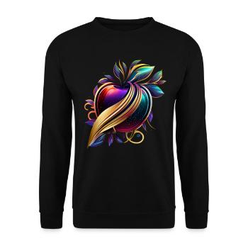 Farbiger Apfel im futuristischen Design - Unisex Pullover - Schwarz - Vorne - Alina (178cm) & Michal (187cm)