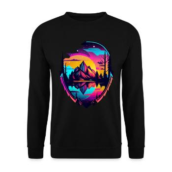 Camping in the countryside by the lake with mountains - Unisex Sweatshirt - black - Front - Alina (178cm) & Michal (187cm)