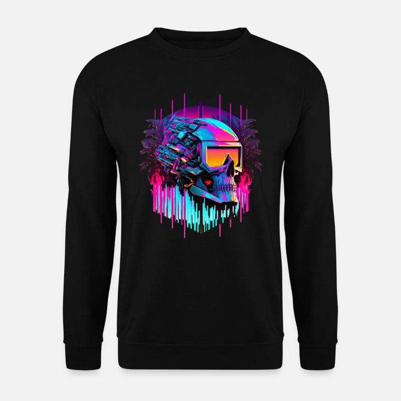 Totenkopf mit Helm als Pop art Look - Unisex Pullover - Schwarz