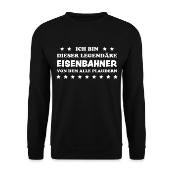 Eisenbahner Spruch Eisenbahn Lokführer Geschenk - Unisex Pullover - Schwarz - Vorne - Alina (178cm) & Michal (187cm)
