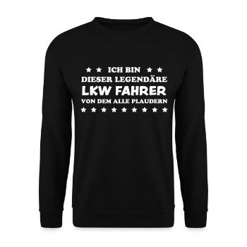 LKW Fahrer Fun Lustiges Spruch LKW Fahrer Geschenk - Unisex Pullover - Schwarz - Vorne - Alina (178cm) & Michal (187cm)