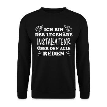 Installateur Spruch Heizung Installateur Geschenk - Unisex Pullover - Schwarz - Vorne - Alina (178cm) & Michal (187cm)