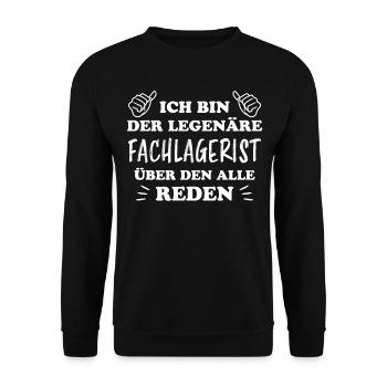 Fachlagerist Stablerfahrer Beruf Lagerist Geschenk - Unisex Pullover - Schwarz - Vorne - Alina (178cm) & Michal (187cm)