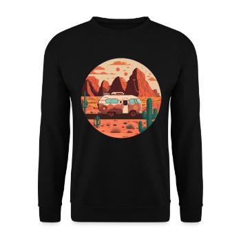 Camping with the motorhome in the desert America - Unisex Sweatshirt - black - Front - Alina (178cm) & Michal (187cm)