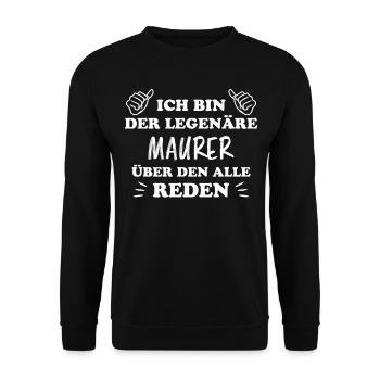 Maurer Lustiger Spruch Baustelle Maurer Geschenk - Unisex Pullover - Schwarz - Vorne - Alina (178cm) & Michal (187cm)