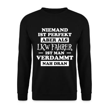 LKW Fahrer Fun Lustiges Spruch LKW Fahrer Geschenk - Unisex Pullover - Schwarz - Vorne - Alina (178cm) & Michal (187cm)