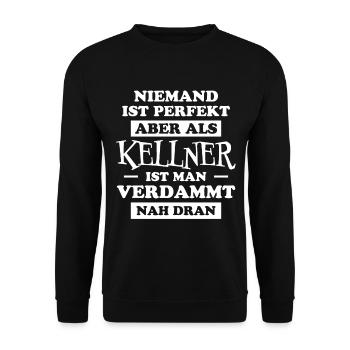 Kellner Lustige Spruch Service Restaurant Geschenk - Unisex Pullover - Schwarz - Vorne - Alina (178cm) & Michal (187cm)