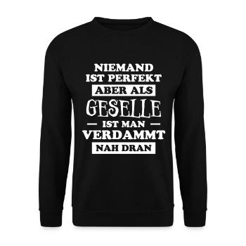 Geselle Lustiger Spruch Gesellenprüfung Geschenk - Unisex Pullover - Schwarz - Vorne - Alina (178cm) & Michal (187cm)