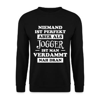Jogger Laufen Lustiger Spruch Joggen Geschenk - Unisex Pullover - Schwarz - Vorne - Alina (178cm) & Michal (187cm)