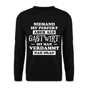 Gastwirt Fun Spruch Kneipe Wirt Gastwirt Geschenk - Unisex Pullover - Schwarz - Vorne - Alina (178cm) & Michal (187cm)