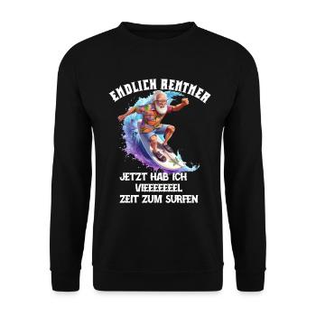 Endlich Rentner Zeit zum Surfen Pensionär Opa - Unisex Pullover - Schwarz - Vorne - Alina (178cm) & Michal (187cm)