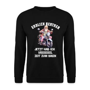 Endlich Rentner Zeit zum Biken Motorrad Opa - Unisex Pullover - Schwarz - Vorne - Alina (178cm) & Michal (187cm)
