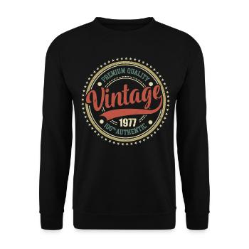 Jahrgang 1977 Retro Jubiläum 1977 - Unisex Pullover - Schwarz - Vorne - Alina (178cm) & Michal (187cm)