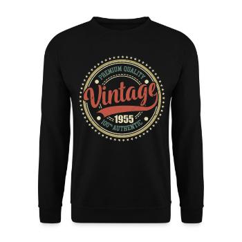 Vintage 1955 Retro Anniversary 1955 - Unisex Sweatshirt - black - Front - Alina (178cm) & Michal (187cm)