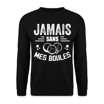 Nie ohne meine Eier - Petanque Geschenk - Unisex Pullover - Schwarz - Vorne - Alina (178cm) & Michal (187cm)