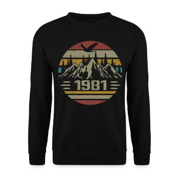 Jahrgang 1981 Original Retro 1981 Geburtstagsgeschenk - Unisex Pullover - Schwarz - Vorne - Alina (178cm) & Michal (187cm)
