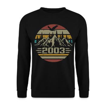 Geboren im Jahr 2003 Original Retro 2003 Geburtstagsgeschenk - Unisex Pullover - Schwarz - Vorne - Alina (178cm) & Michal (187cm)