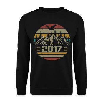 Geboren im Jahr 2017 Original Retro 2017 Geburtstagsgeschenk - Unisex Pullover - Schwarz - Vorne - Alina (178cm) & Michal (187cm)