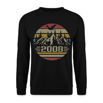 Geboren im Jahr 2008 Original Retro 2008 Geburtstagsgeschenk - Unisex Pullover - Schwarz - Vorne - Alina (178cm) & Michal (187cm)
