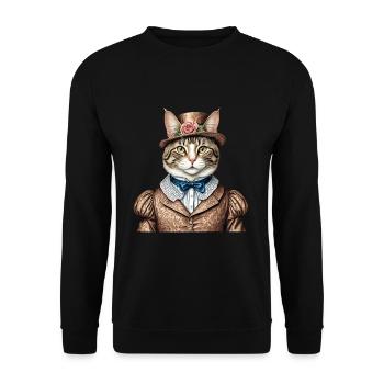 Chat aristocrate - Sweat-shirt Unisexe - noir - Devant - Alina (178cm) & Michal (187cm)