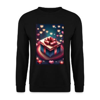 A gift and a lot of hearts - Unisex Sweatshirt - black - Front - Alina (178cm) & Michal (187cm)