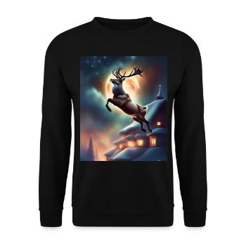 Le renne de Noël du Père Noël - Sweat-shirt Unisexe - noir - Devant - Alina (178cm) & Michal (187cm)