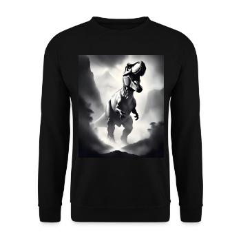 Cooles Tyrannosaurus Rex T-Shirt Design - Unisex Pullover - Schwarz - Vorne - Alina (178cm) & Michal (187cm)