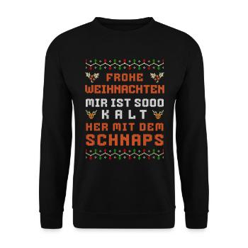 Joyeux Noël – du schnaps contre le froid ! Laid - Sweat-shirt Unisexe - noir - Devant - Alina (178cm) & Michal (187cm)