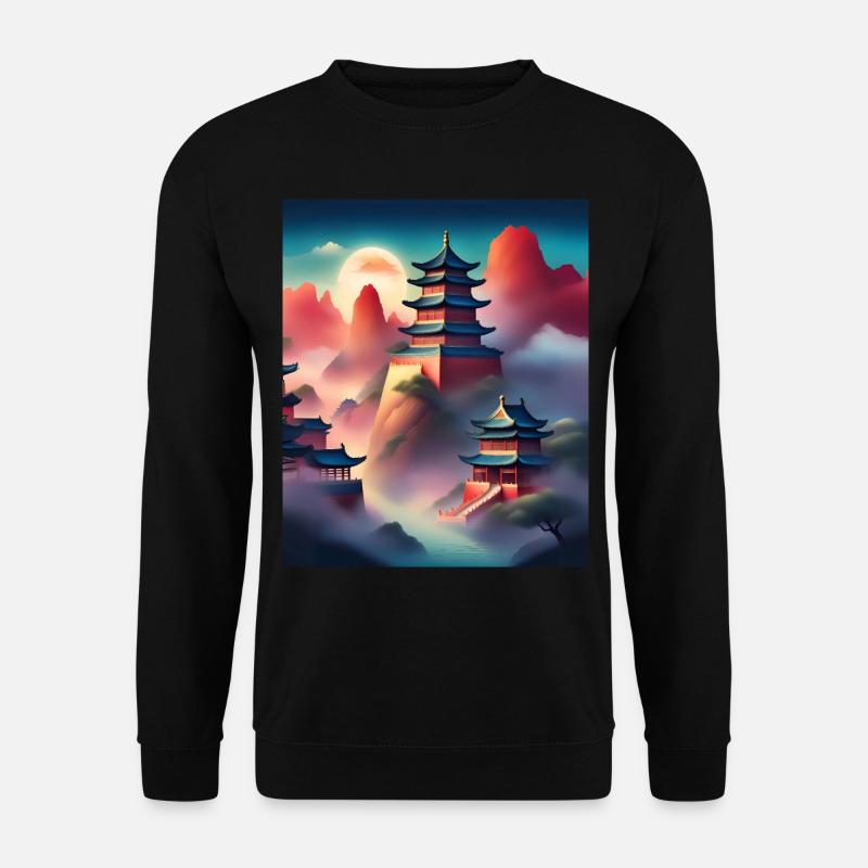Japanese castles on mountains - Unisex Sweatshirt - black