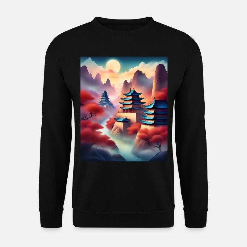 Fantastische japanische Festungen - Unisex Pullover - Schwarz