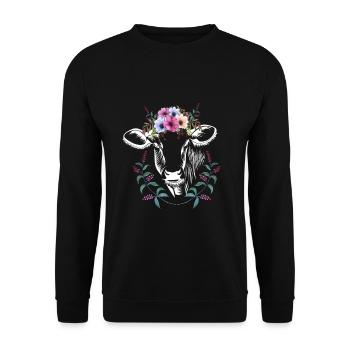 Kuh vintage Kühe Muh - Unisex Pullover - Schwarz - Vorne - Alina (178cm) & Michal (187cm)