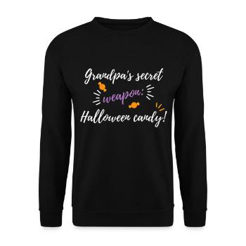 Grandpa's secret weapon: Halloween candy! - Unisex Sweatshirt - black - Front - Alina (178cm) & Michal (187cm)