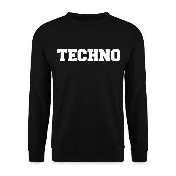 Techno Schriftzug - Unisex Pullover - Schwarz - Vorne - Alina (178cm) & Michal (187cm)