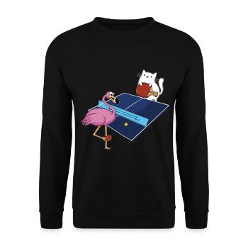 Table Tennis Outfit Women's Cat Flamingo - Unisex Sweatshirt - black - Front - Alina (178cm) & Michal (187cm)