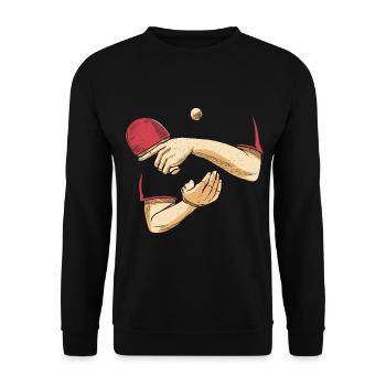Aufschlag Tischtennisball Tischtennisspieler - Unisex Pullover - Schwarz - Vorne - Alina (178cm) & Michal (187cm)