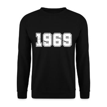 1969 anno di nascita - college retrò - Felpa unisex - nero - Fronte - Alina (178cm) & Michal (187cm)