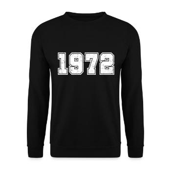 Jahrgang 1972 - Retro College - Unisex Pullover - Schwarz - Vorne - Alina (178cm) & Michal (187cm)