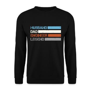 Époux - Papa - Ingénieur - Légende - Sweat-shirt Unisexe - noir - Devant - Alina (178cm) & Michal (187cm)