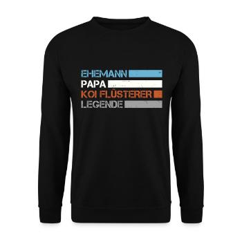 Ehemann Papa Koi Flüsterer Legende - Unisex Pullover - Schwarz - Vorne - Alina (178cm) & Michal (187cm)