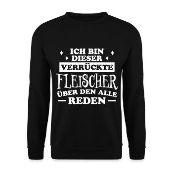 Fleischer Metzger Lustig Spruch Fleischer Geschenk - Unisex Pullover - Schwarz - Vorne - Alina (178cm) & Michal (187cm)