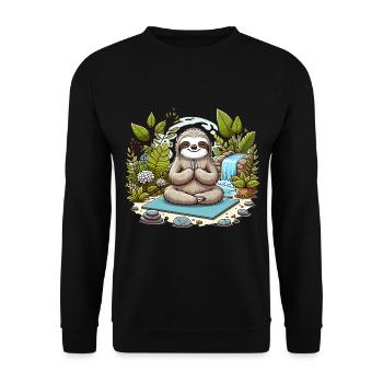 Yoga Relax Faultier Entspannen Chillen - Unisex Pullover - Schwarz - Vorne - Alina (178cm) & Michal (187cm)