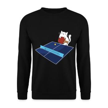 Tischtennis Outfit Damen Katze - Unisex Pullover - Schwarz - Vorne - Alina (178cm) & Michal (187cm)