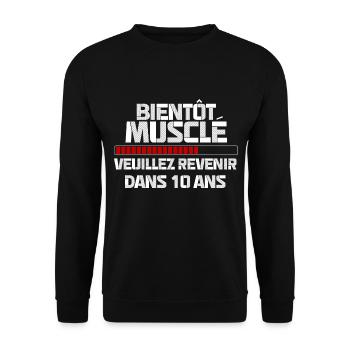 Bientôt musclé - Sweat-shirt Unisexe - noir - Devant - Alina (178cm) & Michal (187cm)